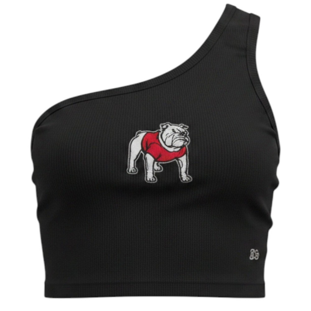 Hype and Vice Georgia Bulldogs One Shoulder Ribbed Crop Top Black Small NCAA
